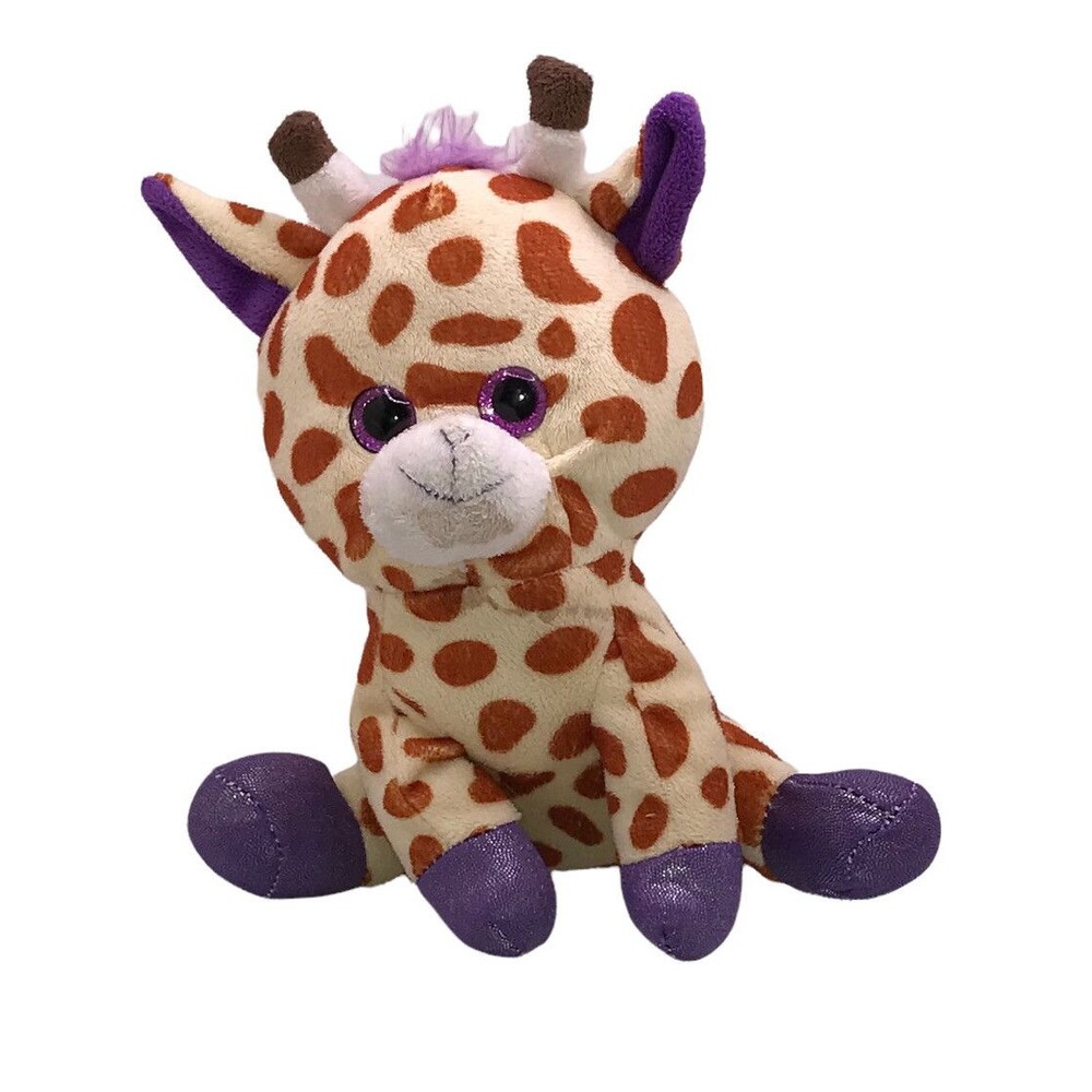 Giraffe Plush Cream Brown Spots Purple Feet & Ossicones Stuffed Animal 7”